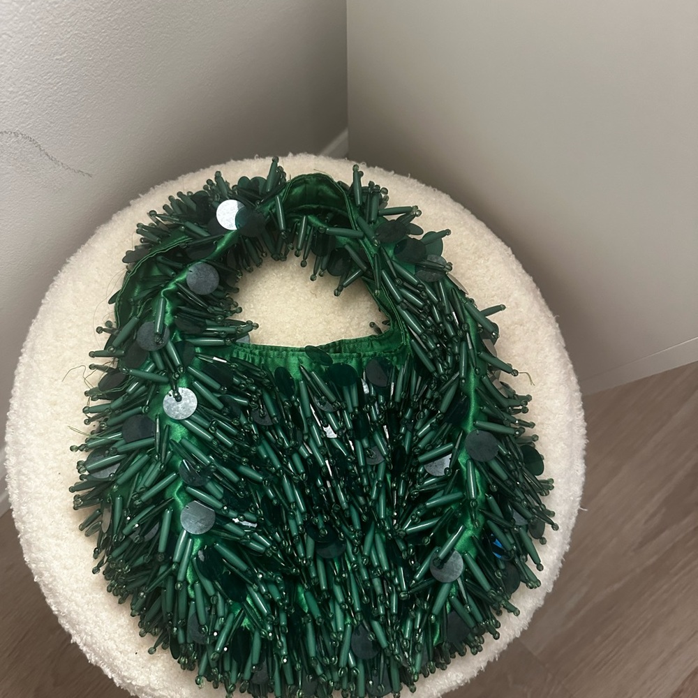 Green Beaded Women's Bag